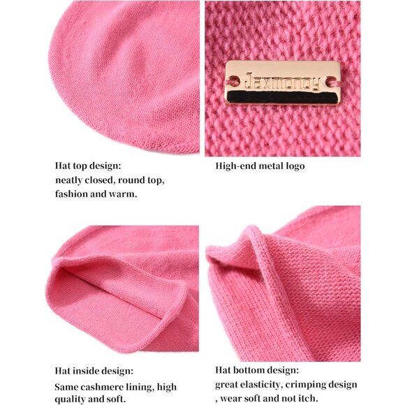 cashmere Slouchy Knit Beanie Hat for Women Cobalt - Picture 3 of 4